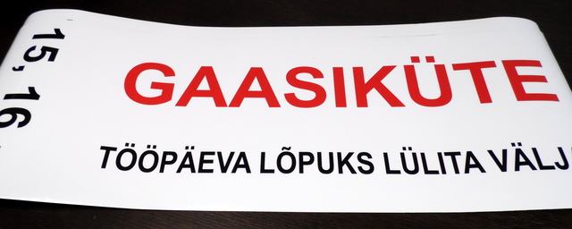 Varoitustarra Gaasiküte