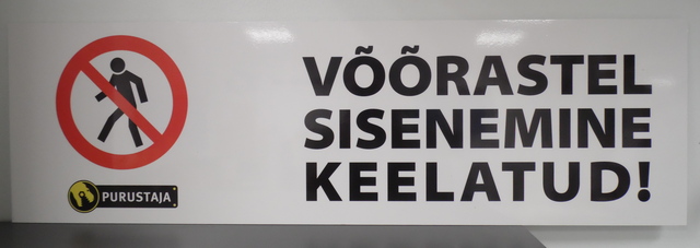 Varoituskyltti PURUSTAJA Varoituskyltti PURUSTAJA
