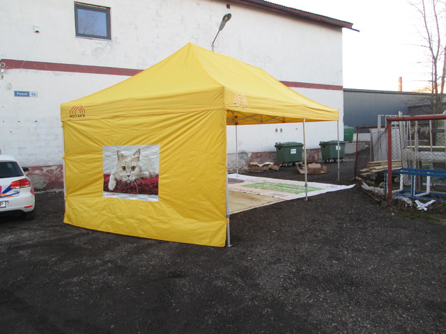 4x8m keltainen pop up teltta logolla