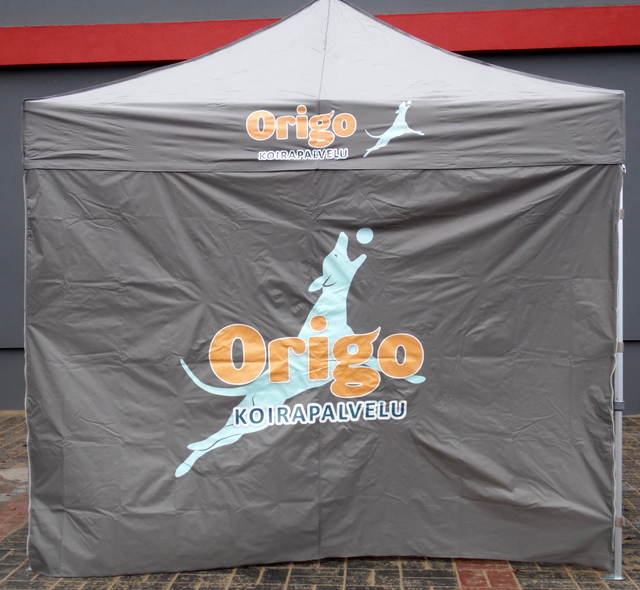 3x6 Pop up teltta Origo Koirapalvelu logolla