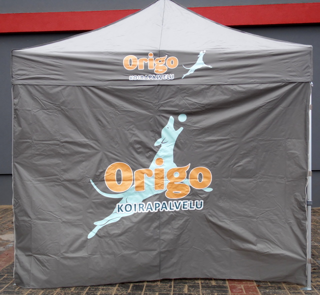3x6 Pop up teltta Origo Koirapalvelu logolla 3x6 Pop up teltta Origo Koirapalvelu logolla