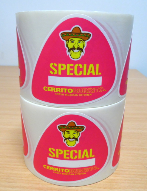 Etikettitarrat rullassa Cerrito Burrito Etikettitarrat rullassa Cerrito Burrito