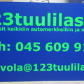 Sininen PVC kyltti 123 Tuulilasi